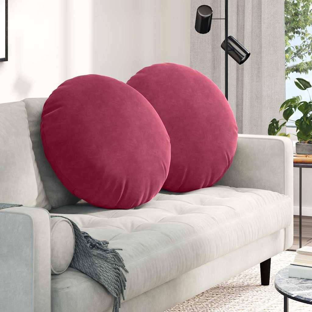 Lot de 2 Coussins de Siège en Velours Housses Amovibles pour Décoration Intérieure Bordeaux Ø80 cm – ComfortXL Outdoor Living - Image 1