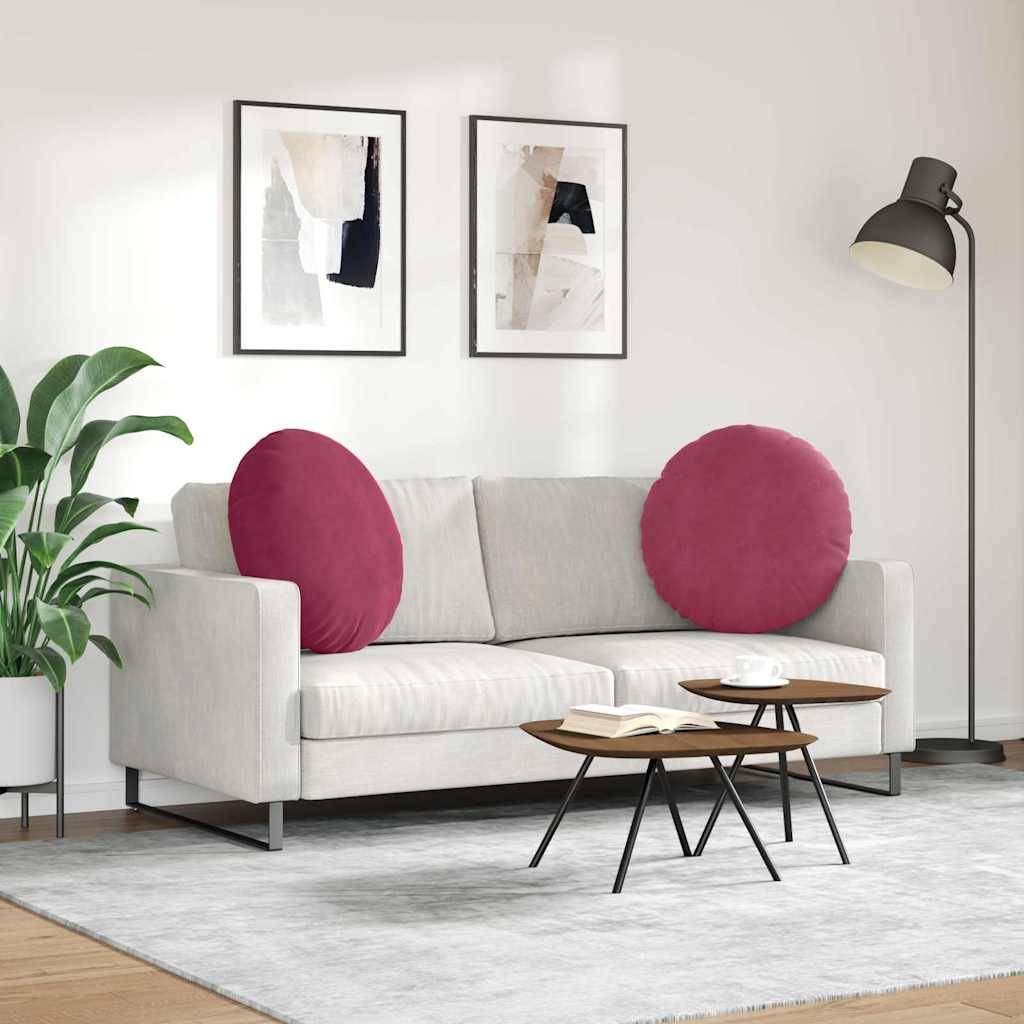 Lot de 2 Coussins de Siège en Velours Housses Amovibles pour Décoration Intérieure Bordeaux Ø80 cm – ComfortXL Outdoor Living - Image 4