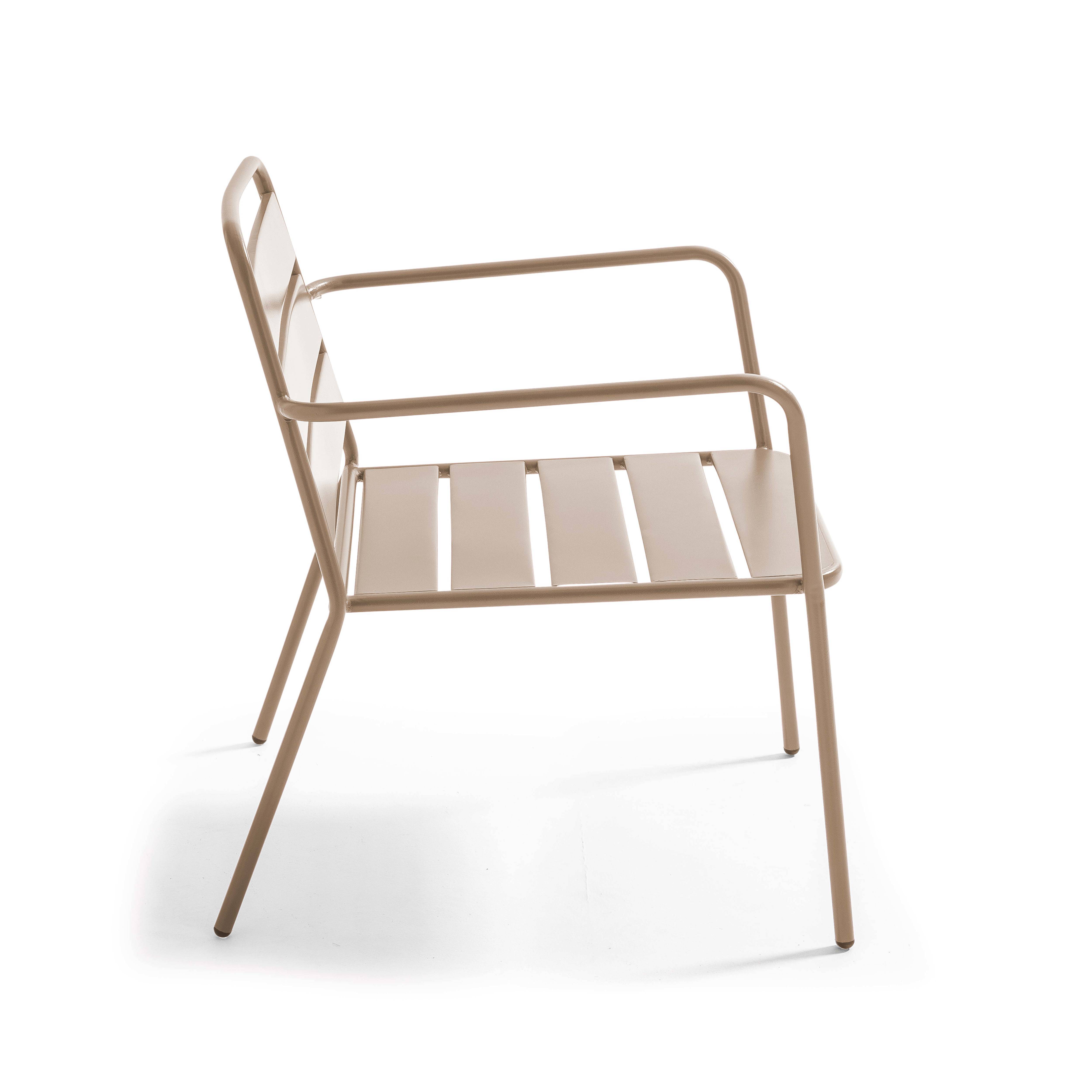 Oviala - Fauteuil de jardin bas en métal taupe Palavas - Oviala - Image 2