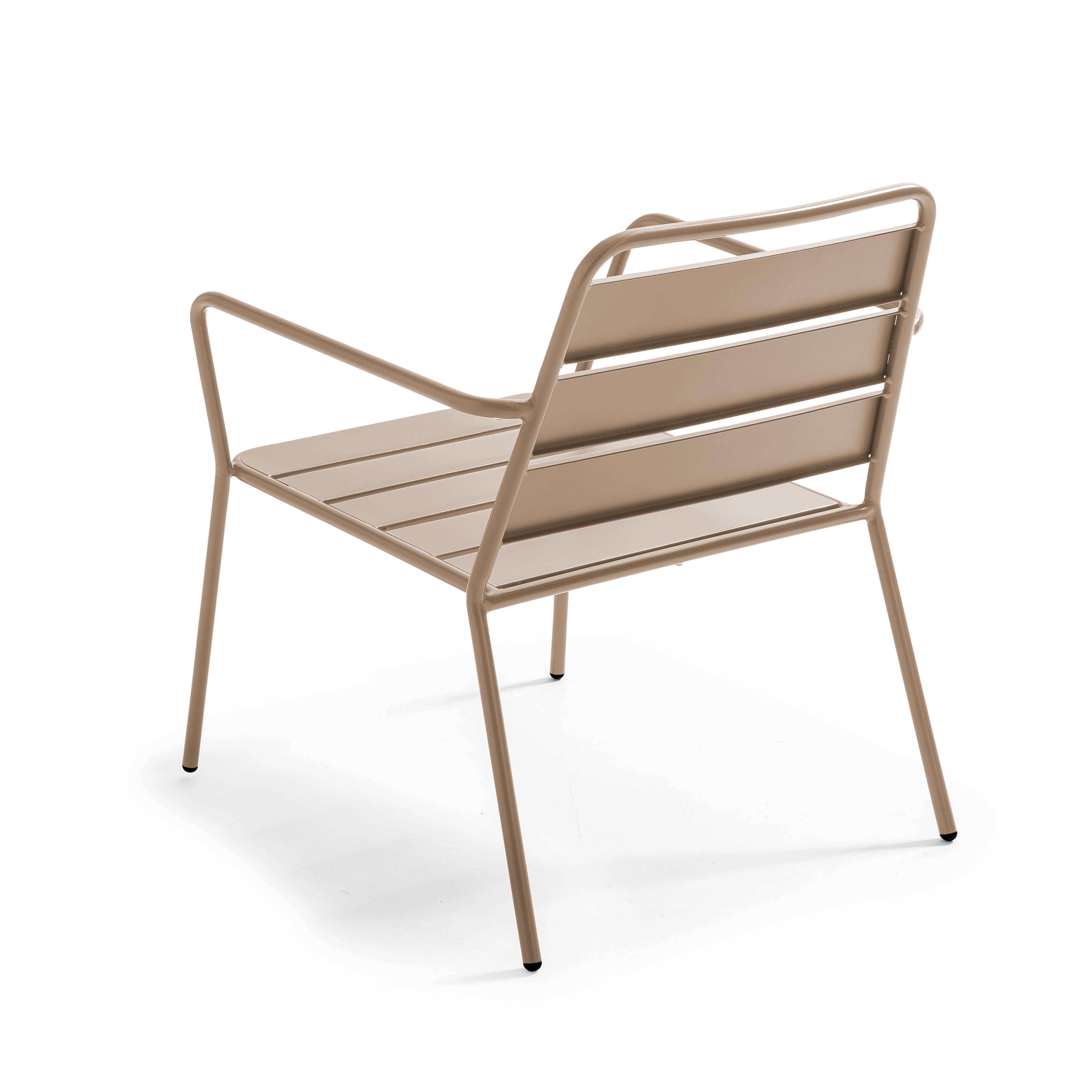 Oviala - Fauteuil de jardin bas en métal taupe Palavas - Oviala - Image 3