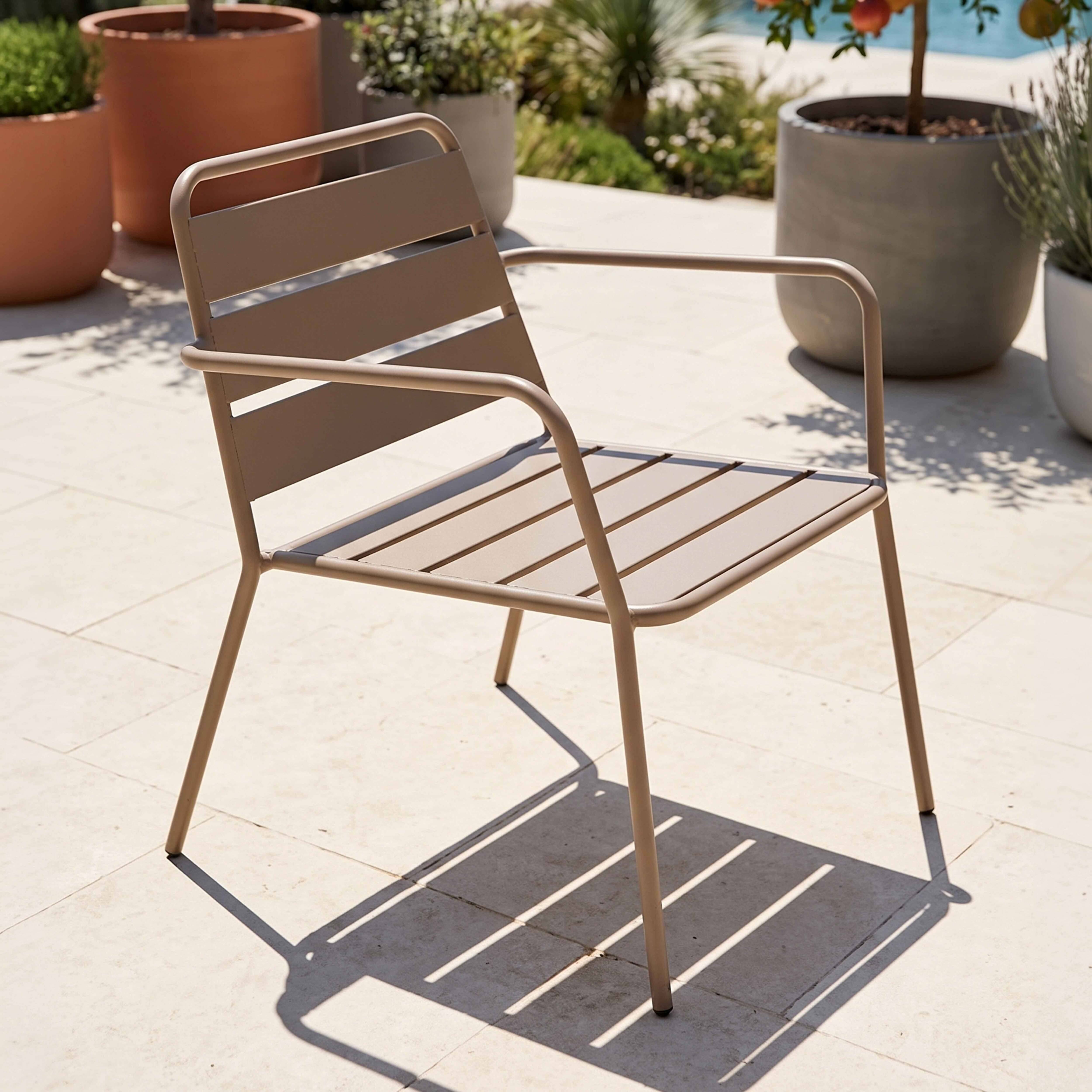 Oviala - Fauteuil de jardin bas en métal taupe Palavas - Oviala - Image 2