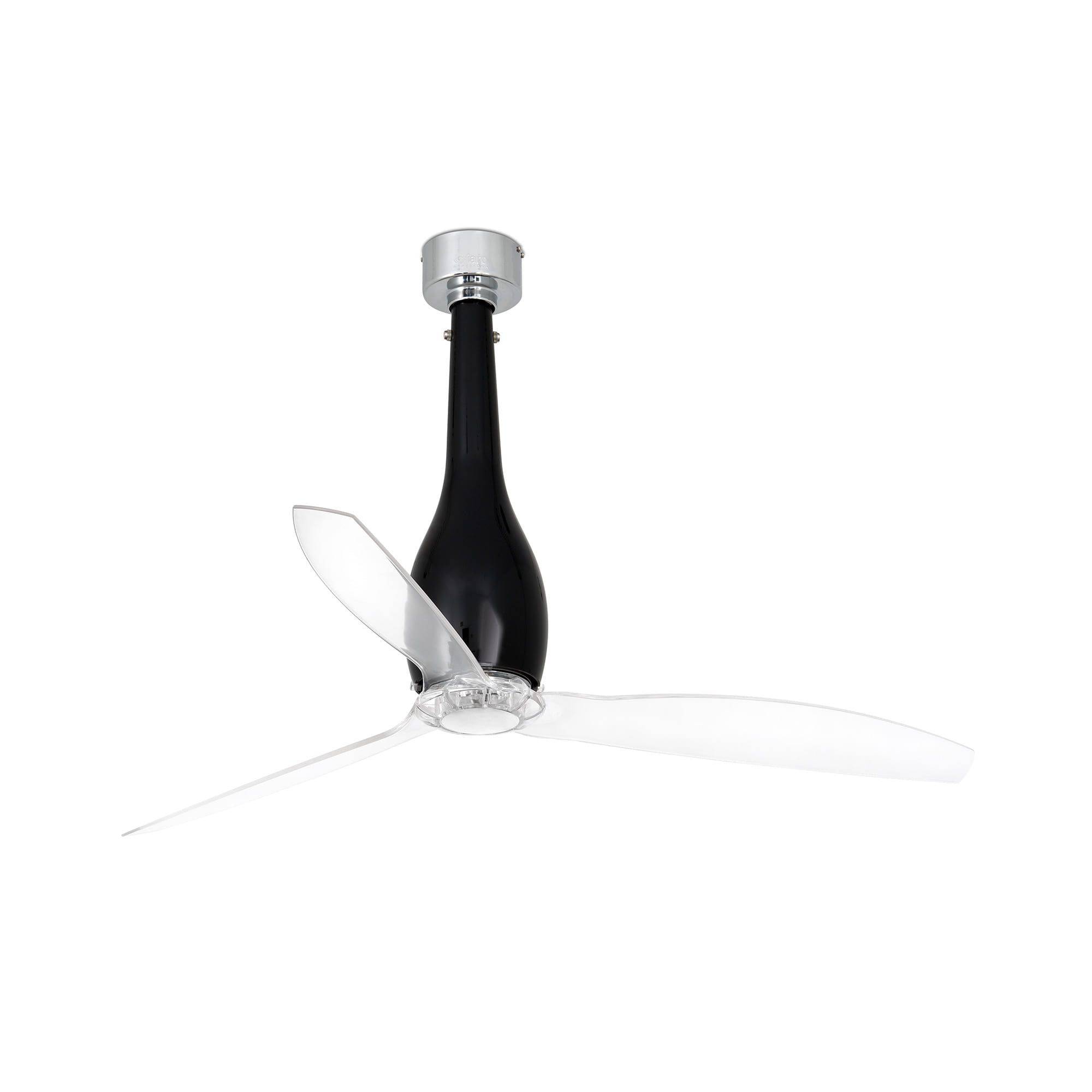 Ventilateur plafond acier verre noir brillant transparent moteur DC 6 vitesses - Image 2