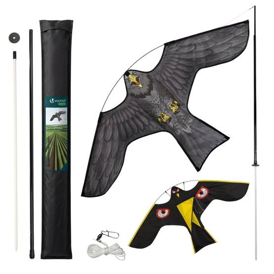 Lot de 2 Cerf volant anti oiseaux effaroucheur avec mat Faucon modele D et G - Image 1