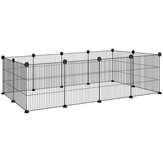 Enclos parc modulable rongeurs acier 12 panneaux intérieur 140x70x35cm noir - ComfortXL Outdoor Living - Image 1