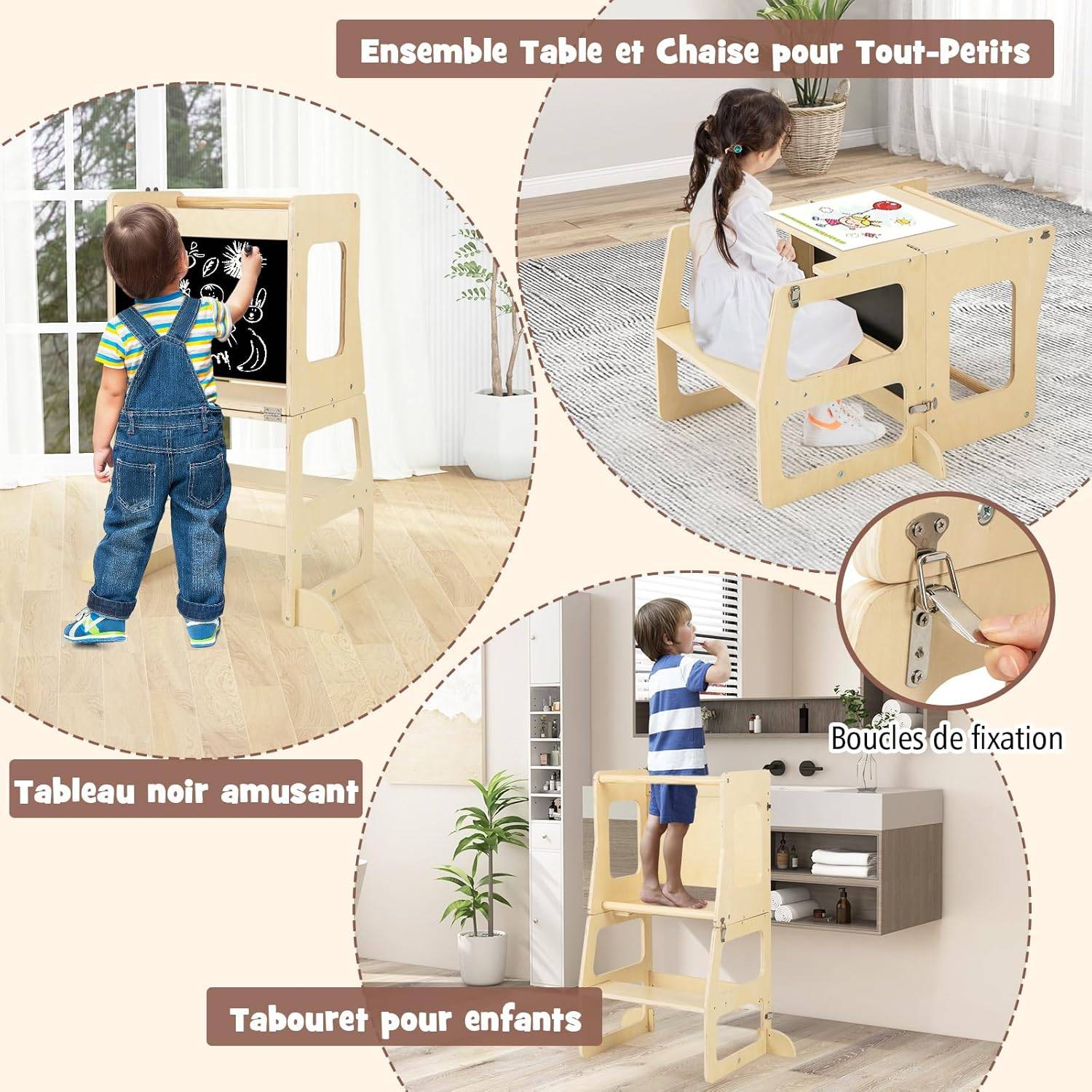 Arche Montessori Avec Coussin LIFEZEAL 7 En 1 Set D'escalade Montessori Avec Rampe Réversible, Arche à Bascule, Toboggan, Bois De Hêtre, Échelle Triangle Stable à Grimper Pour Enfant 1 Ans, Charge 50