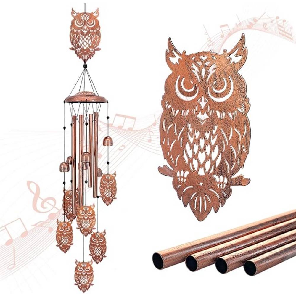 Carillon Éolien En Forme D'Hibou Métal