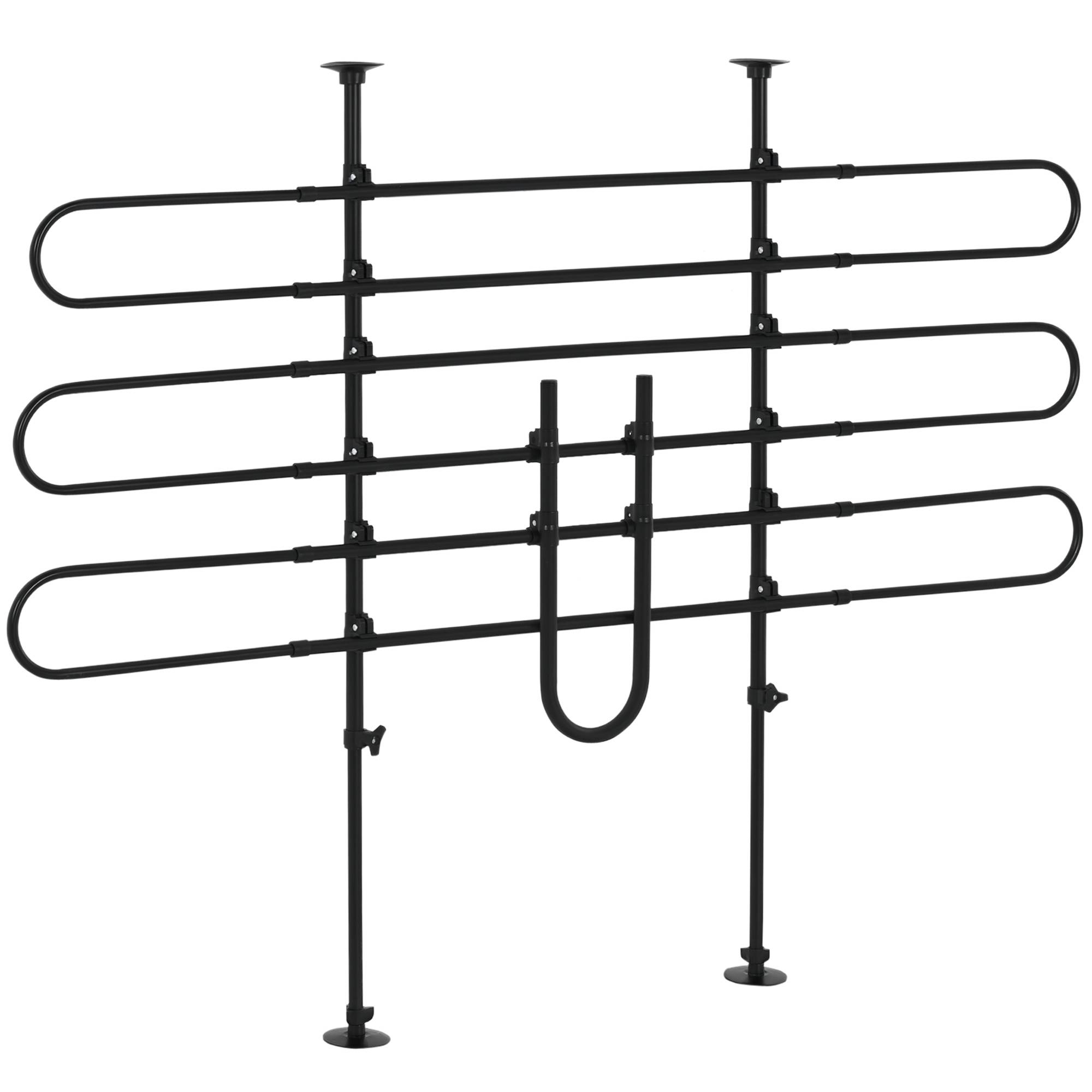Sans Marque - Grille séparation voiture chien réglable largeur 87-135 cm hauteur 85-120 cm barrière sécurité acier coffre chien noir - Image 1