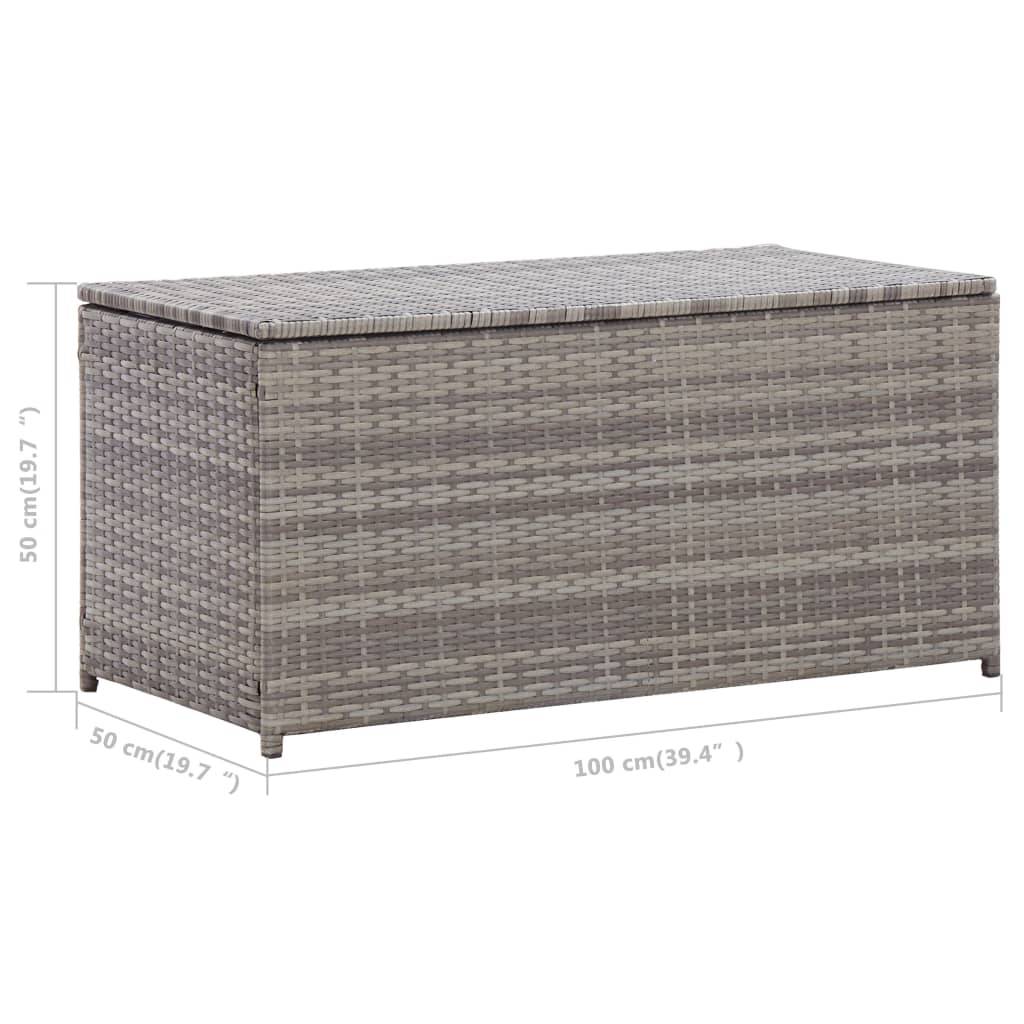 Coffre de rangement - Boîte de rangement extérieure - Coffre de jardin résine tressée 100x50x50 cm gris - Image 9