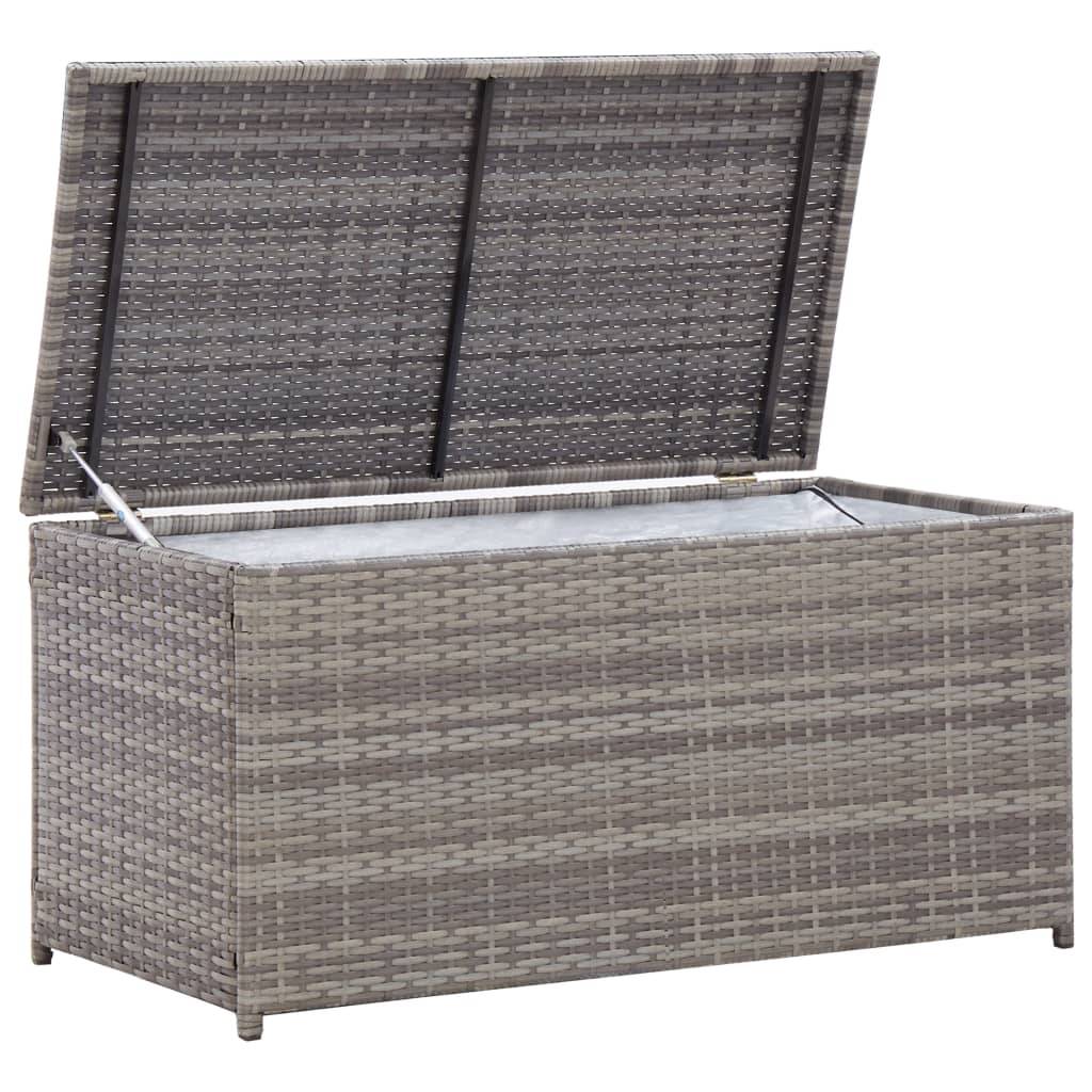 Coffre de rangement - Boîte de rangement extérieure - Coffre de jardin résine tressée 100x50x50 cm gris - Image 1