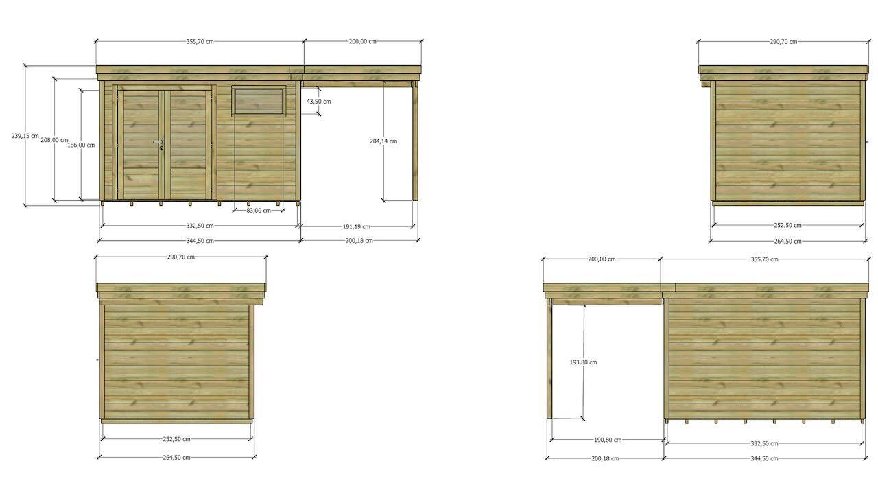 Abri Français - ABRI DE JARDIN bois autoclave 27mm - 5,44x2,64m / 14m2 - Bac acier - Plancher bois - Image 4
