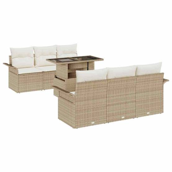 ComfortXL - Salon de jardin 6 places modulable en polyrotin Beige avec coussins épais – ComfortXL Outdoor Living - Image 2