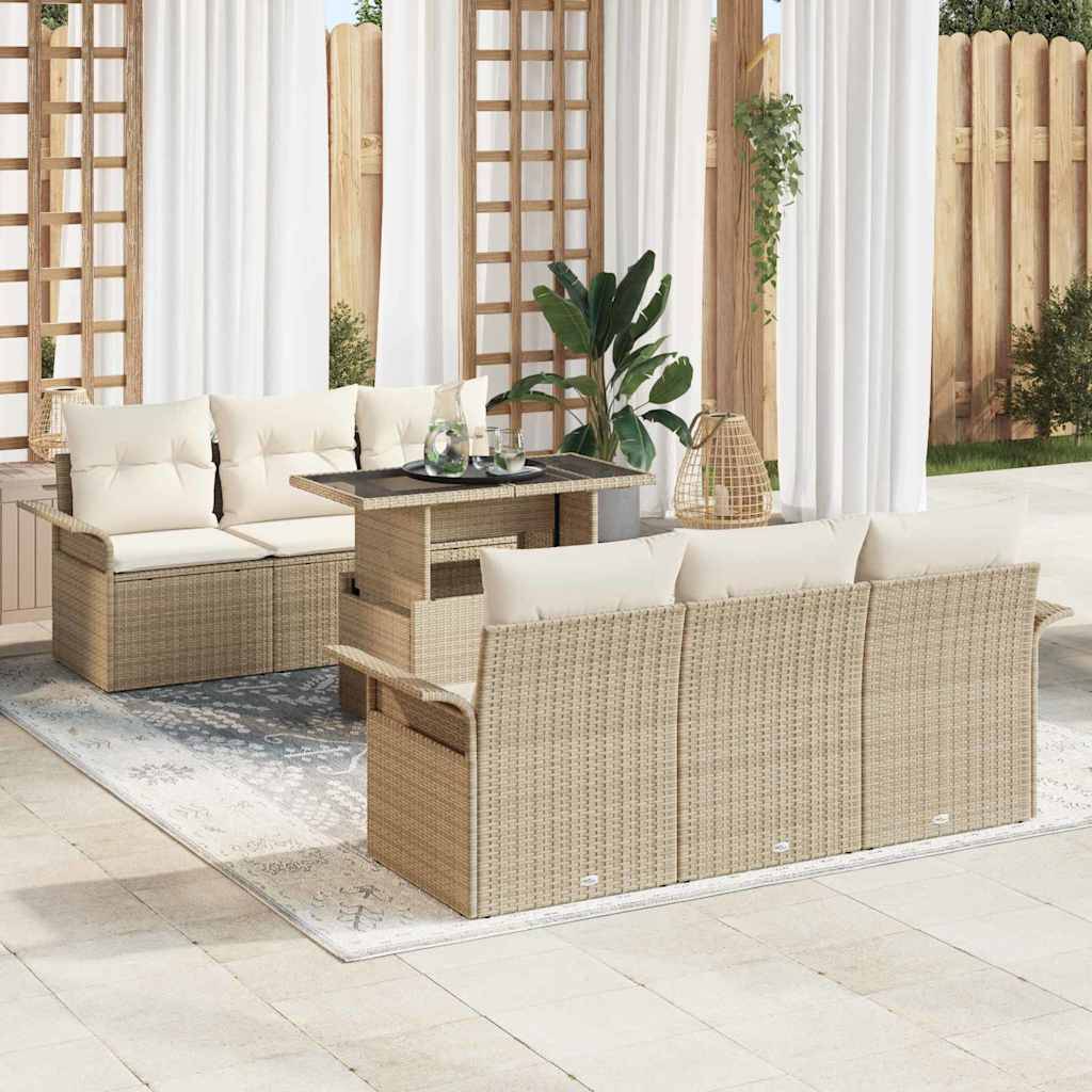 ComfortXL - Salon de jardin 6 places modulable en polyrotin Beige avec coussins épais – ComfortXL Outdoor Living - Image 1