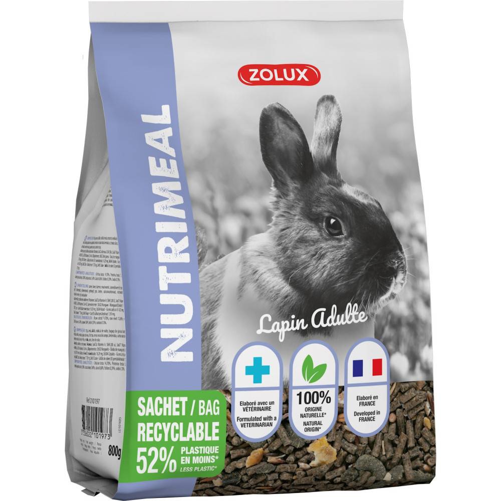 Zolux - zolux - Alimentation Granulés lapin nain adulte de 6 mois et + nutrimeal  800g - Image 4