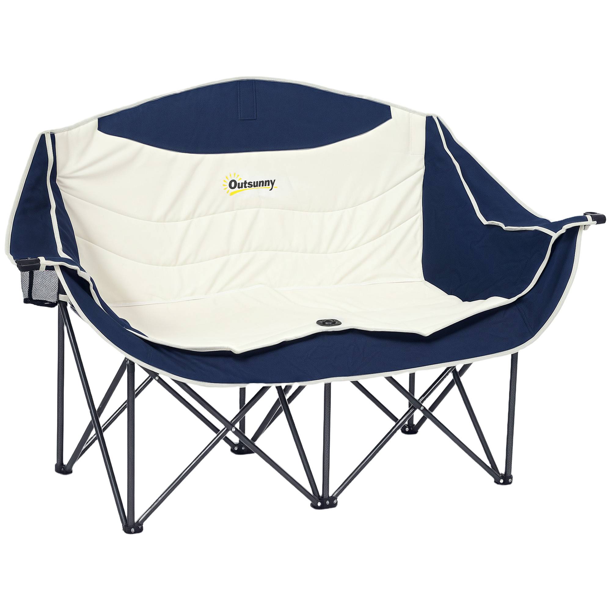 Sans Marque - Chaise pliante 2 places, porte-gobelet, sac, jusqu'à 250kg, bleu - Image 1
