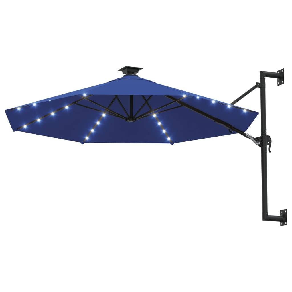 Helloshop26 - Parasol mural avec mât métallique et led 300 cm bleu - Image 2