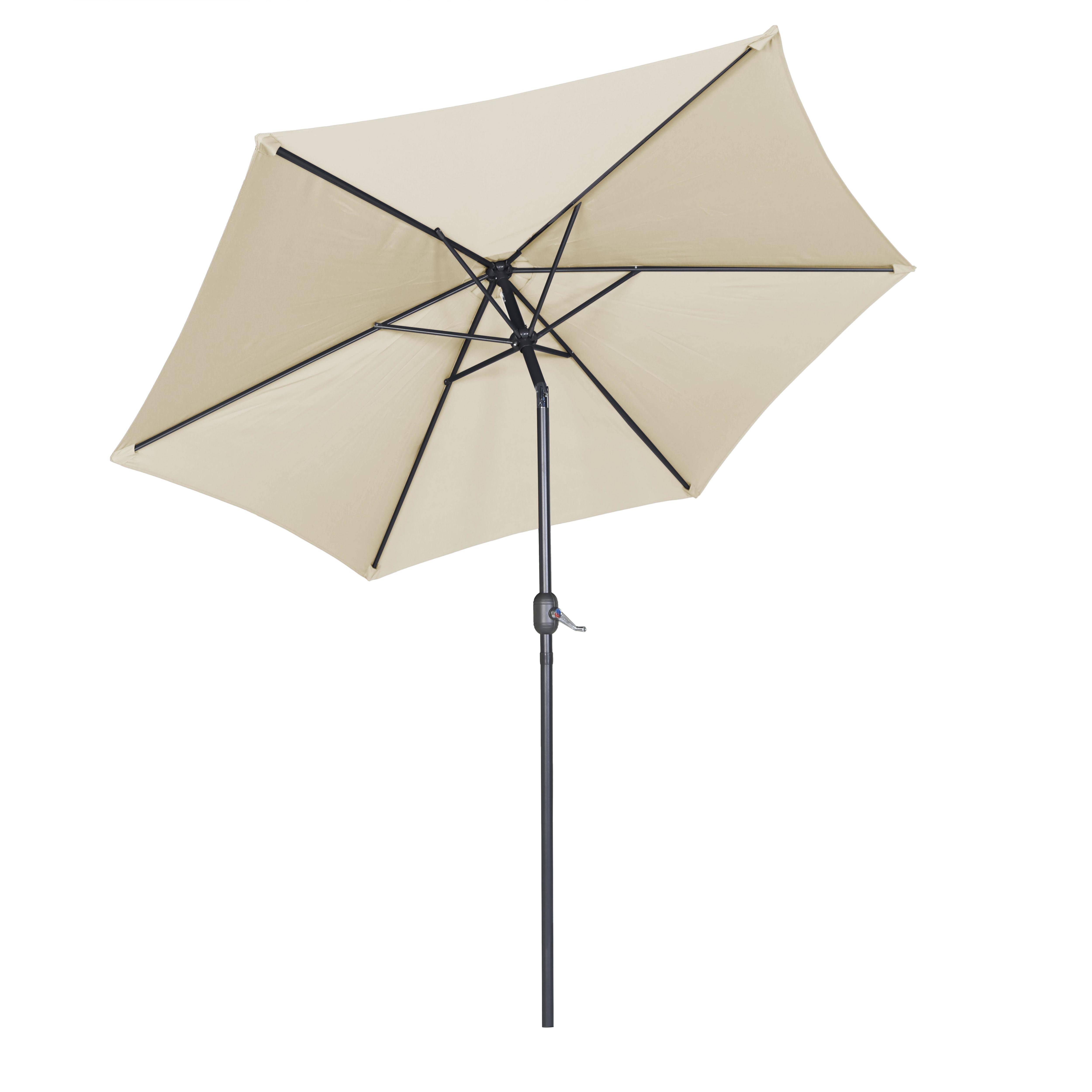 Oviala - Parasol droit inclinable 3m et 4 dalles lestées aluminium blanc Matera - Oviala - Image 4
