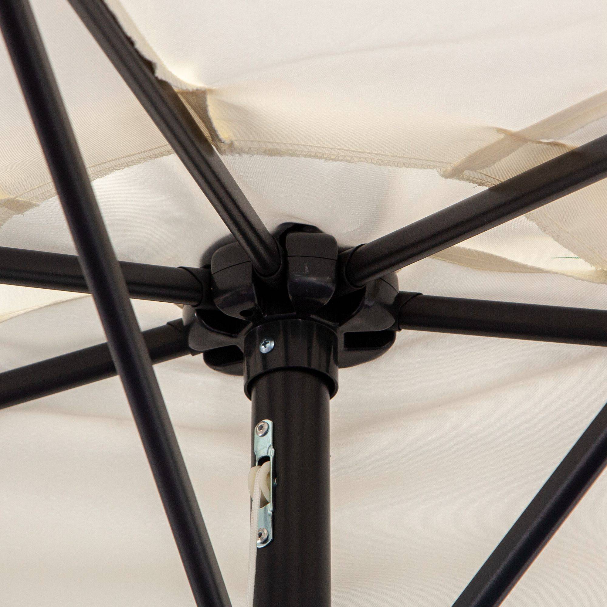 Parasol demi-lune métal balcon terrasse anti-UV manivelle 293x150cm blanc crème - ComfortXL Outdoor Living - Image 7