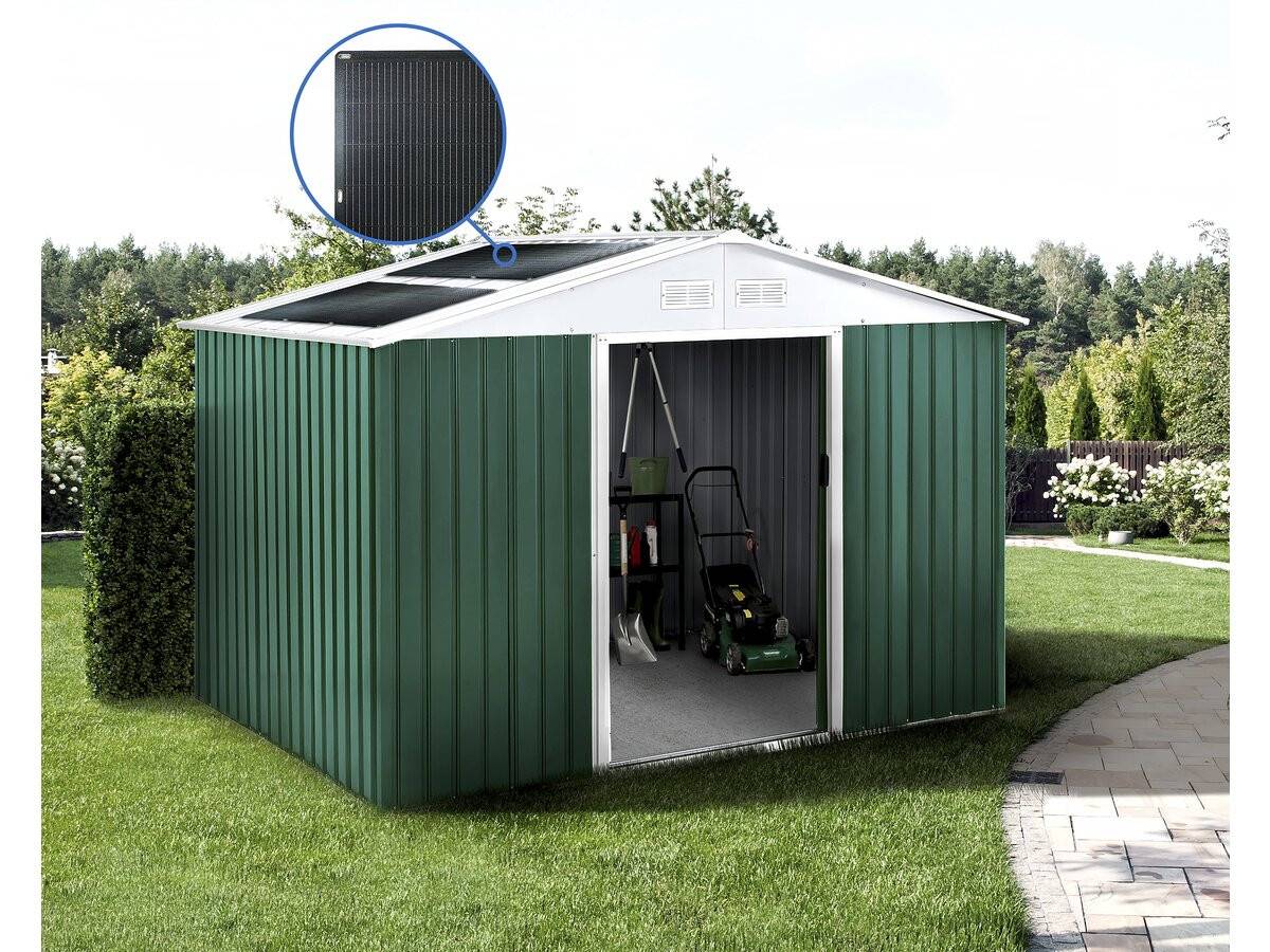 Habitat Et Jardin - Abri De Jardin Métal - "rosas "- 7,06 M² Avec Panneaux Solaires - Vert -habitat Et Jardin - Image 2