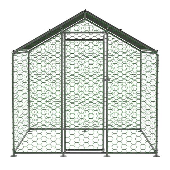 Enclos Poulailler Acier Galvanisé 4m² Volailles Toit Bâché 2x2x2m Argent - ComfortXL Pet Living - Image 2