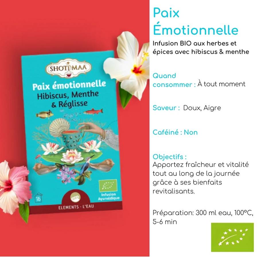 Tisane Bio Paix Émotionnelle –Thé Infusions Bio Plantes Naturelles sans caféine - Apaisante et réconfortante - Terreuse et Parfumée - Image 2