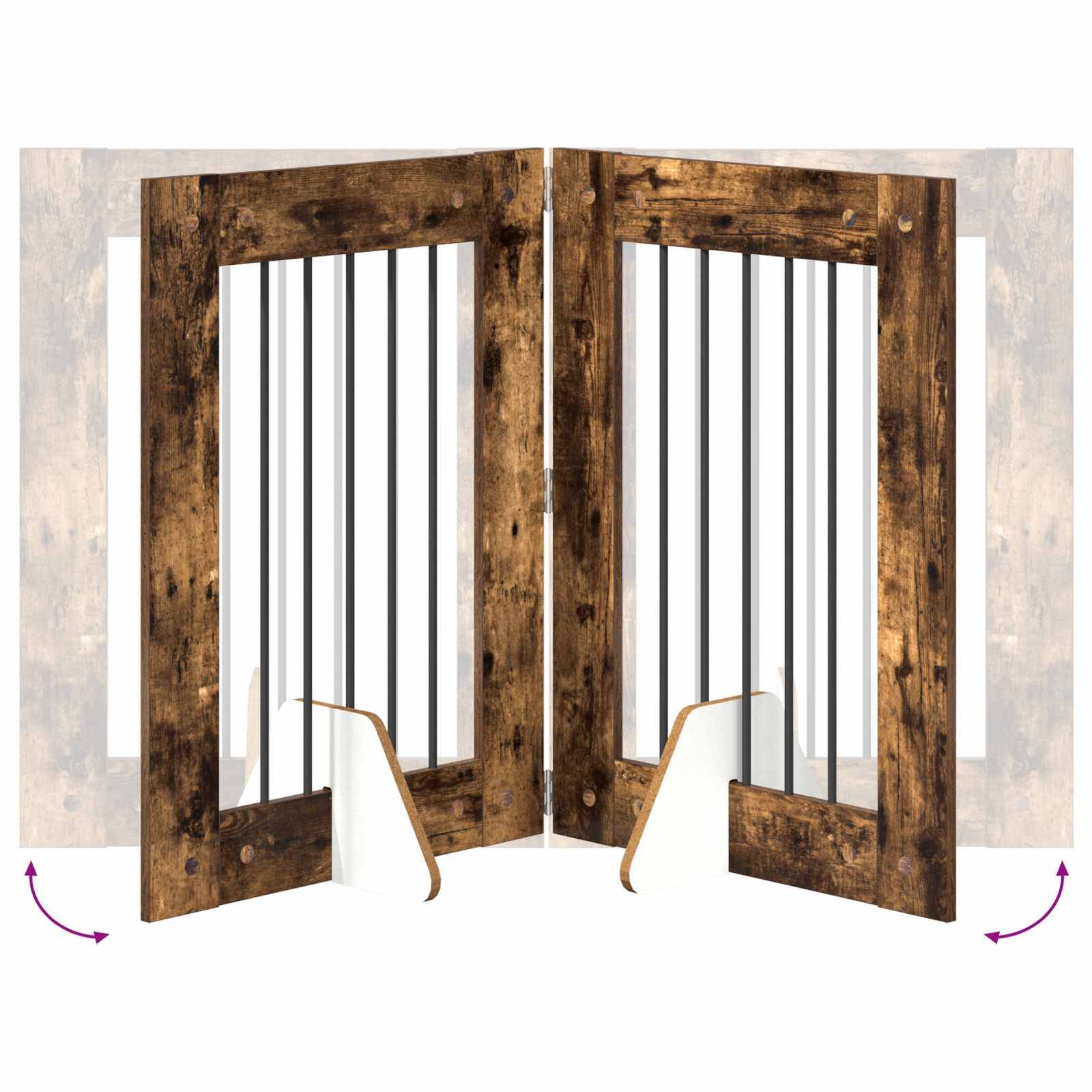 ComfortXL - Barrière pour chien bois ingénierie intérieur pliable modulable 362cm chêne fumé - ComfortXL Outdoor Living - Image 6