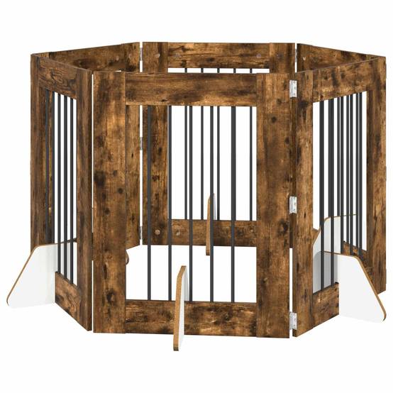 ComfortXL - Barrière pour chien bois ingénierie intérieur pliable modulable 362cm chêne fumé - ComfortXL Outdoor Living - Image 2