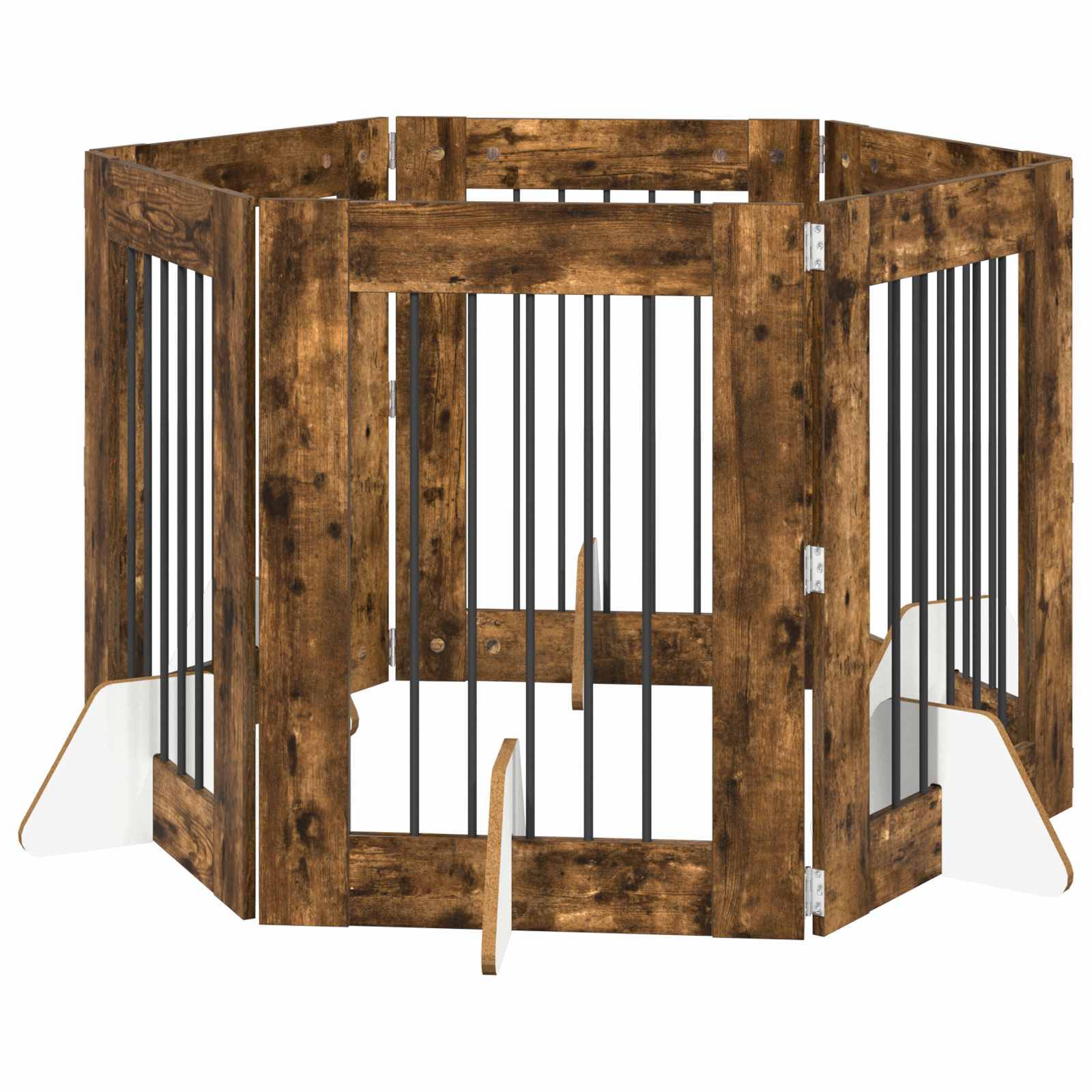 ComfortXL - Barrière pour chien bois ingénierie intérieur pliable modulable 362cm chêne fumé - ComfortXL Outdoor Living - Image 2
