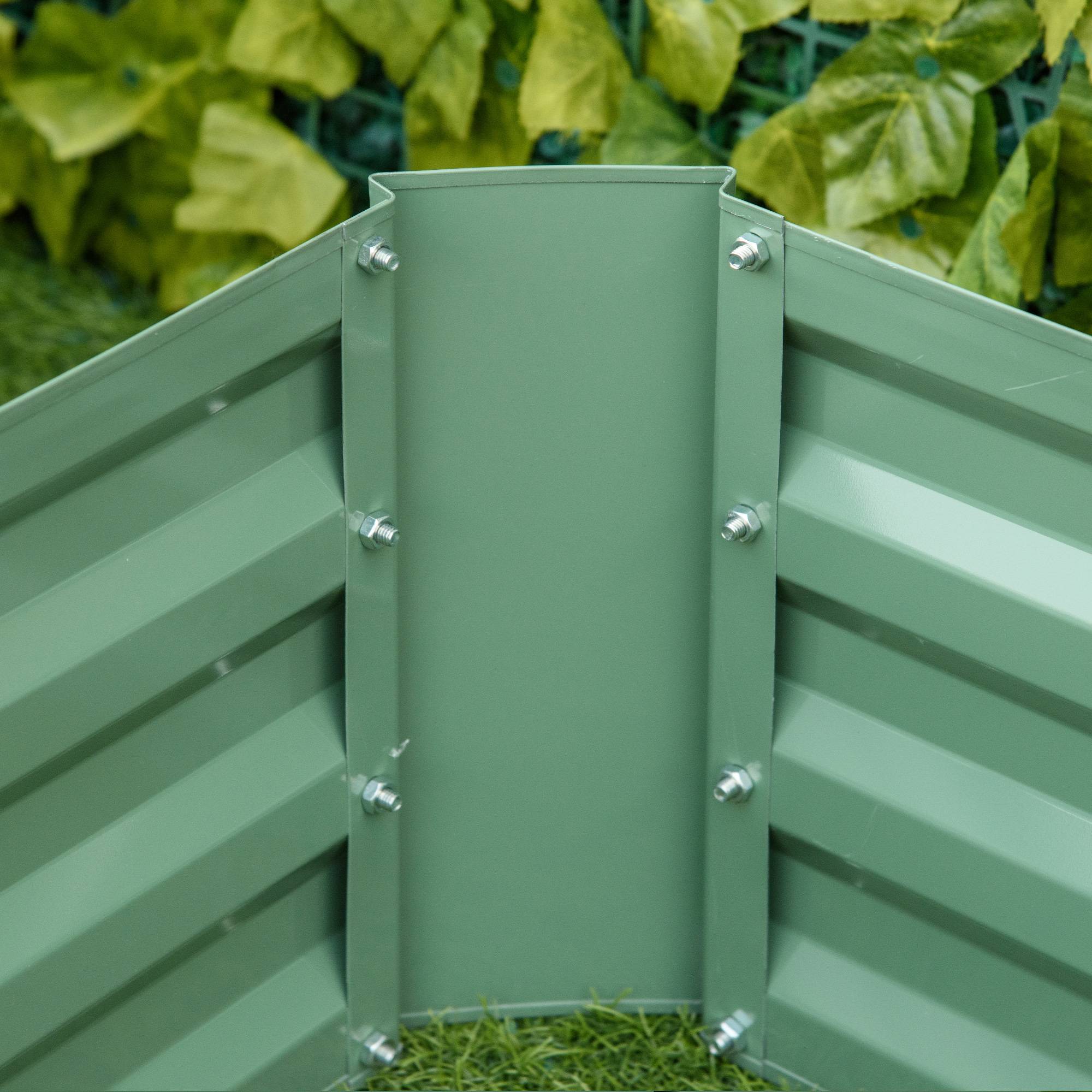 Sans Marque - Lot de 2 carré potager de jardin dim. 100L x 100l x 30H cm - tôle d'acier ondulée vert - Image 9