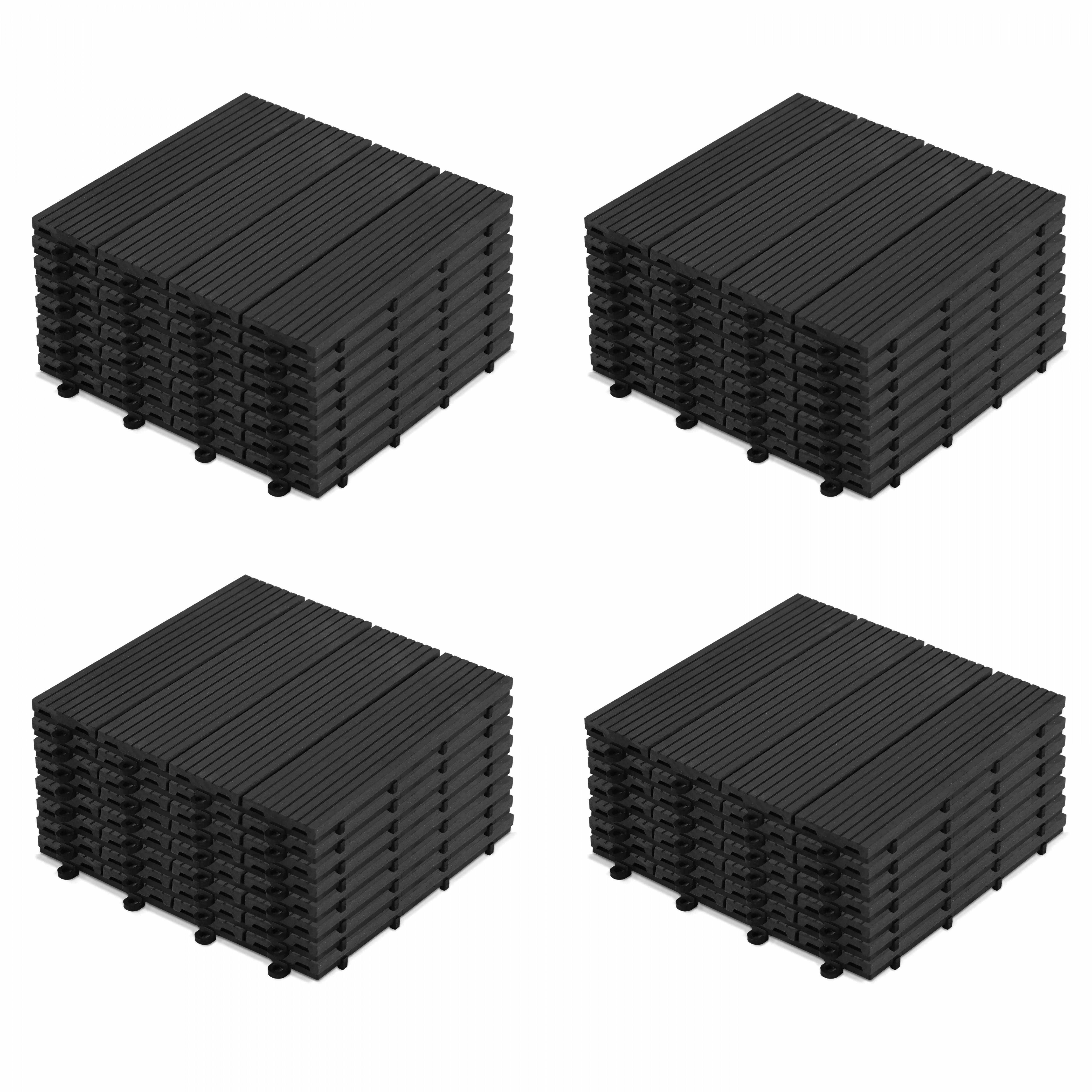 Oviala - Lot de 32 dalles clipsables en bois composite gris Batam - Oviala - Image 1
