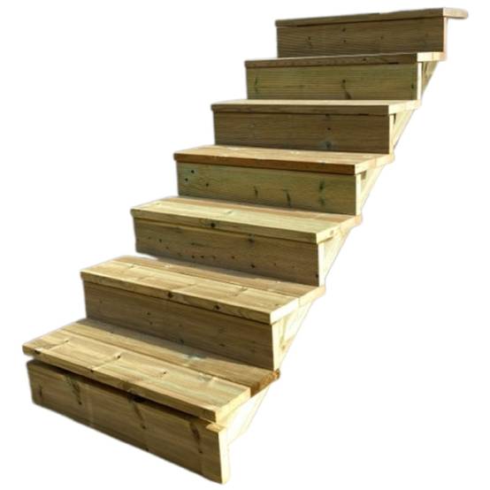 BERLIN Escalier extérieur bois 7 marches H 122cm L-80cm - avec contre marche - Image 1