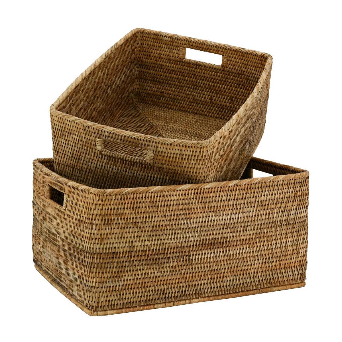 Aubry Gaspard - Corbeilles de rangement en rotin (Lot de 2) - Image 1