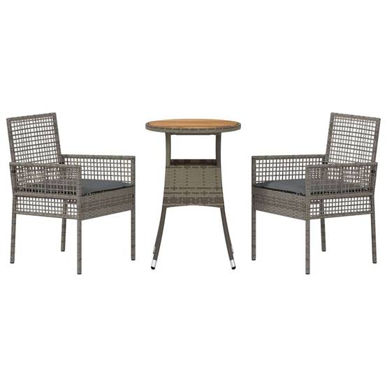 Ensemble Table et Chaises de Jardin 3 Pièces en Résine Tressée Gris – ComfortXL Outdoor Living - Image 7
