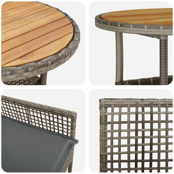 Ensemble Table et Chaises de Jardin 3 Pièces en Résine Tressée Gris – ComfortXL Outdoor Living - Image 9