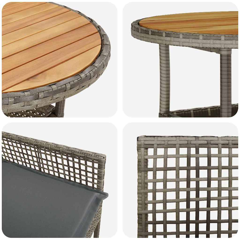 Ensemble Table et Chaises de Jardin 3 Pièces en Résine Tressée Gris – ComfortXL Outdoor Living - Image 9