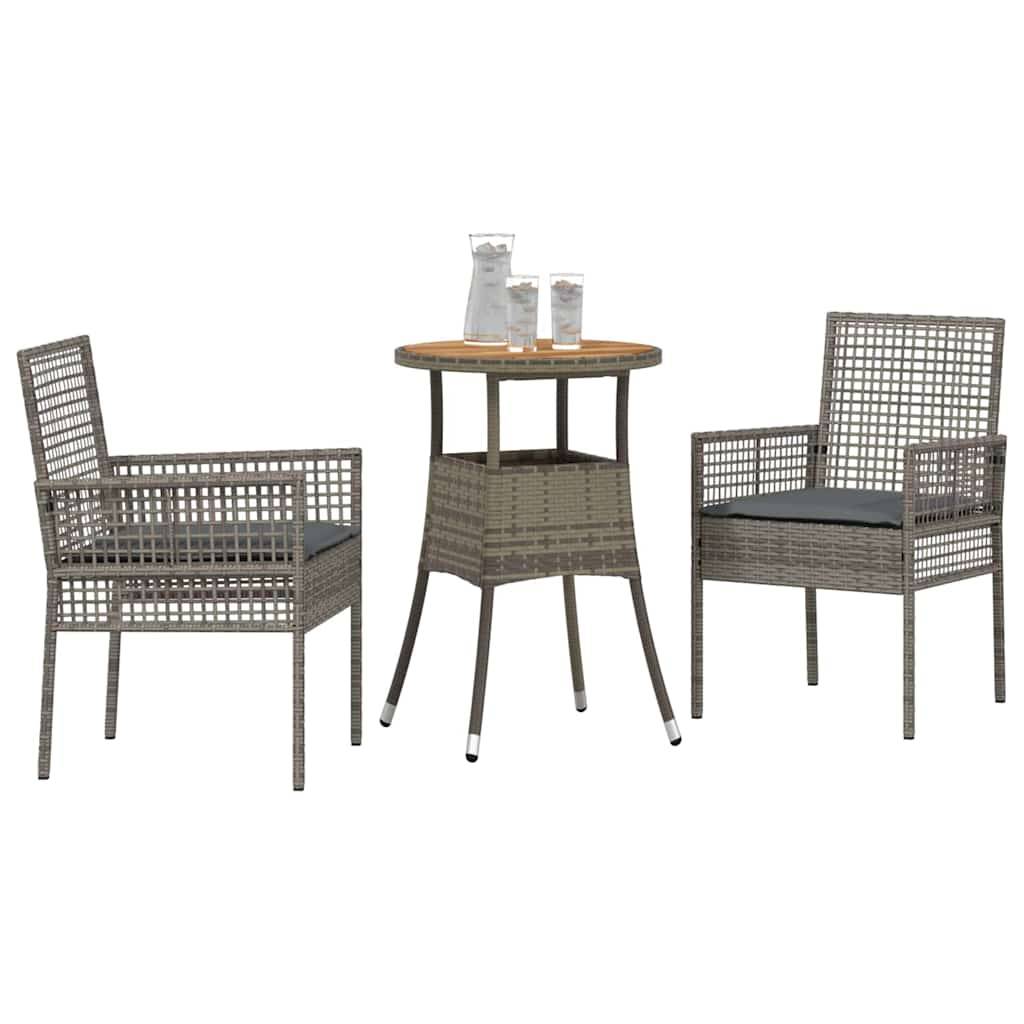 Ensemble Table et Chaises de Jardin 3 Pièces en Résine Tressée Gris – ComfortXL Outdoor Living - Image 3