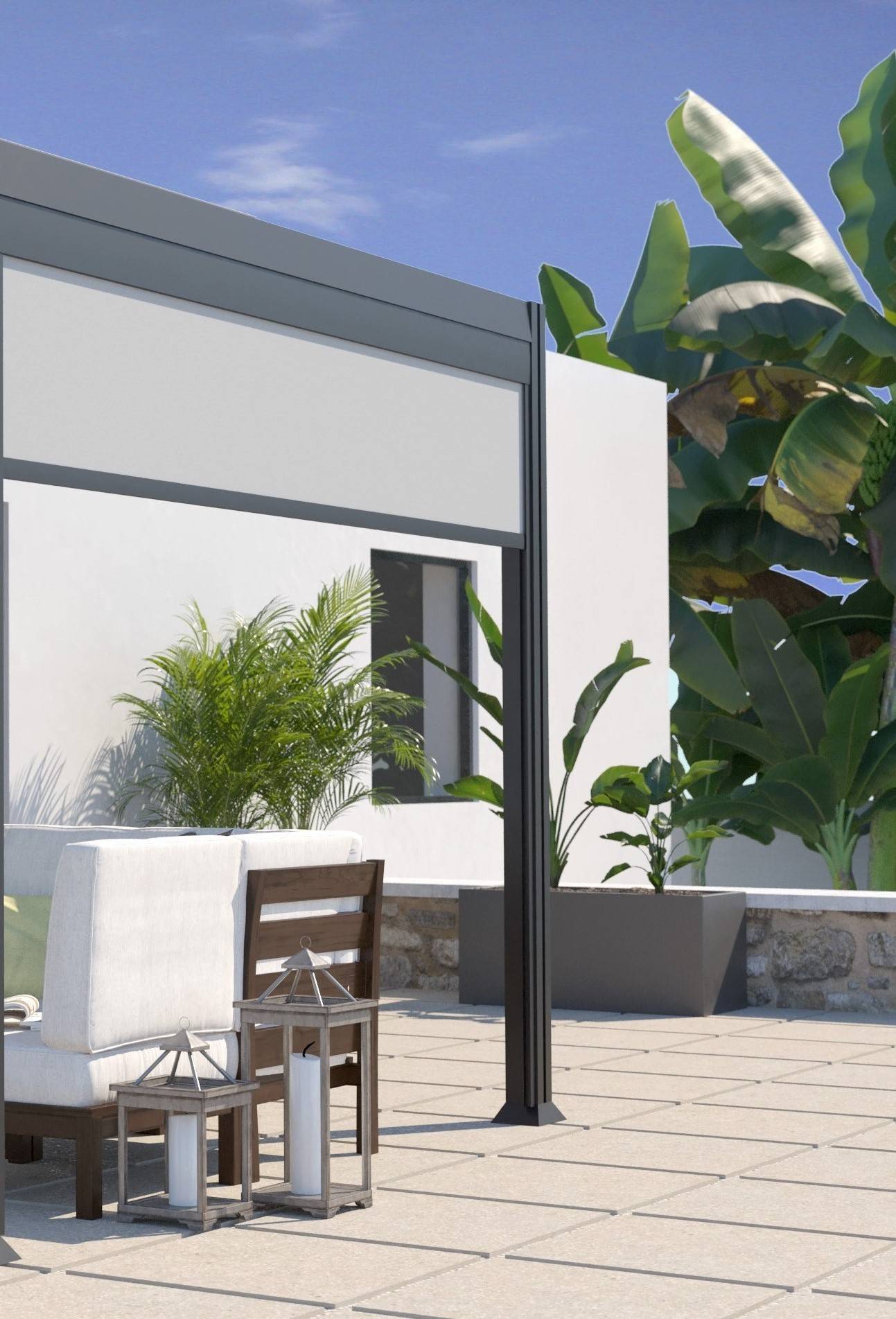 Couleurs du monde - Store brise-vue latéral 3m pour pergola bioclimatique adossée  - Couleurs du Monde