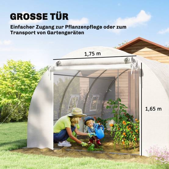 Serre tunnel de jardin bâche PE blanche culture tomates potager anti-UV 396x300x200 cm - ComfortXL Outdoor Living - Image 7