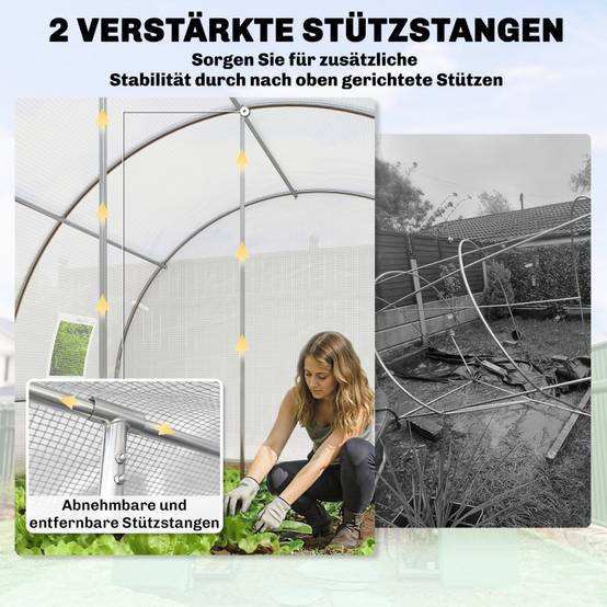 Serre tunnel de jardin bâche PE blanche culture tomates potager anti-UV 396x300x200 cm - ComfortXL Outdoor Living - Image 4