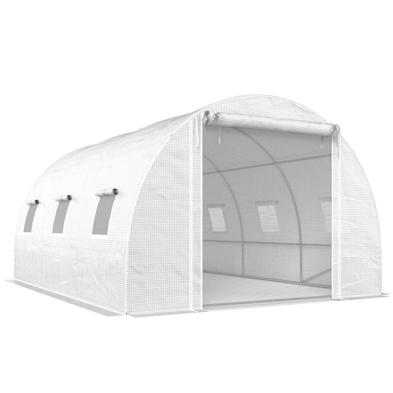 Serre tunnel de jardin bâche PE blanche culture tomates potager anti-UV 396x300x200 cm - ComfortXL Outdoor Living - Image 2