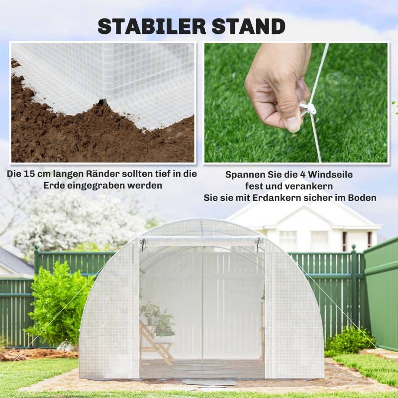 Serre tunnel de jardin bâche PE blanche culture tomates potager anti-UV 396x300x200 cm - ComfortXL Outdoor Living - Image 8