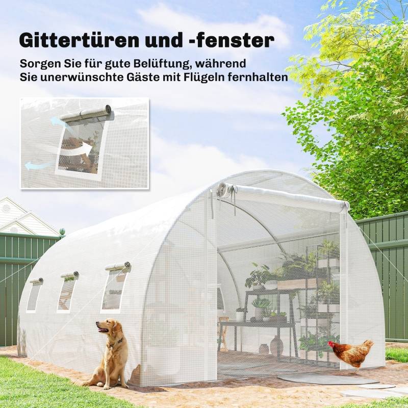 Serre tunnel de jardin bâche PE blanche culture tomates potager anti-UV 396x300x200 cm - ComfortXL Outdoor Living - Image 6