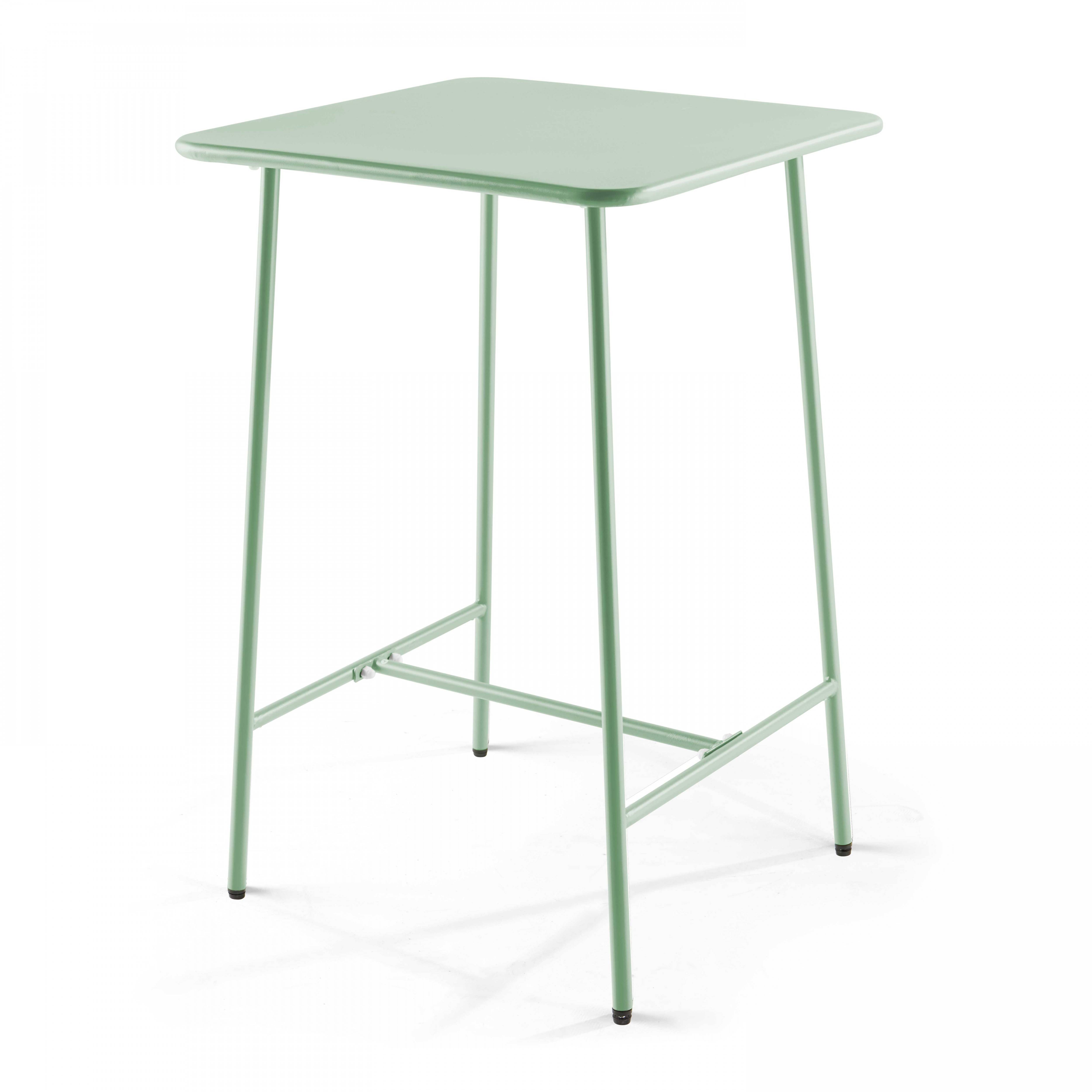 Oviala - Ensemble table de bar et 2 chaises hautes en métal vert sauge Palavas - Oviala - Image 6