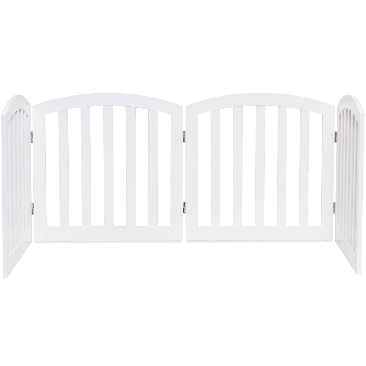 Barrière Sécurité pour Chien en Bois Pliable Autoportante 4 Pans 246 x 61CM Blanc - Image 6