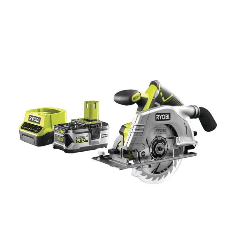 Ryobi - Pack RYOBI Scie circulaire 18V One+ R18CS-0 - 1 batterie 5.0Ah - 1 chargeur rapide 2.0Ah RC18120-150