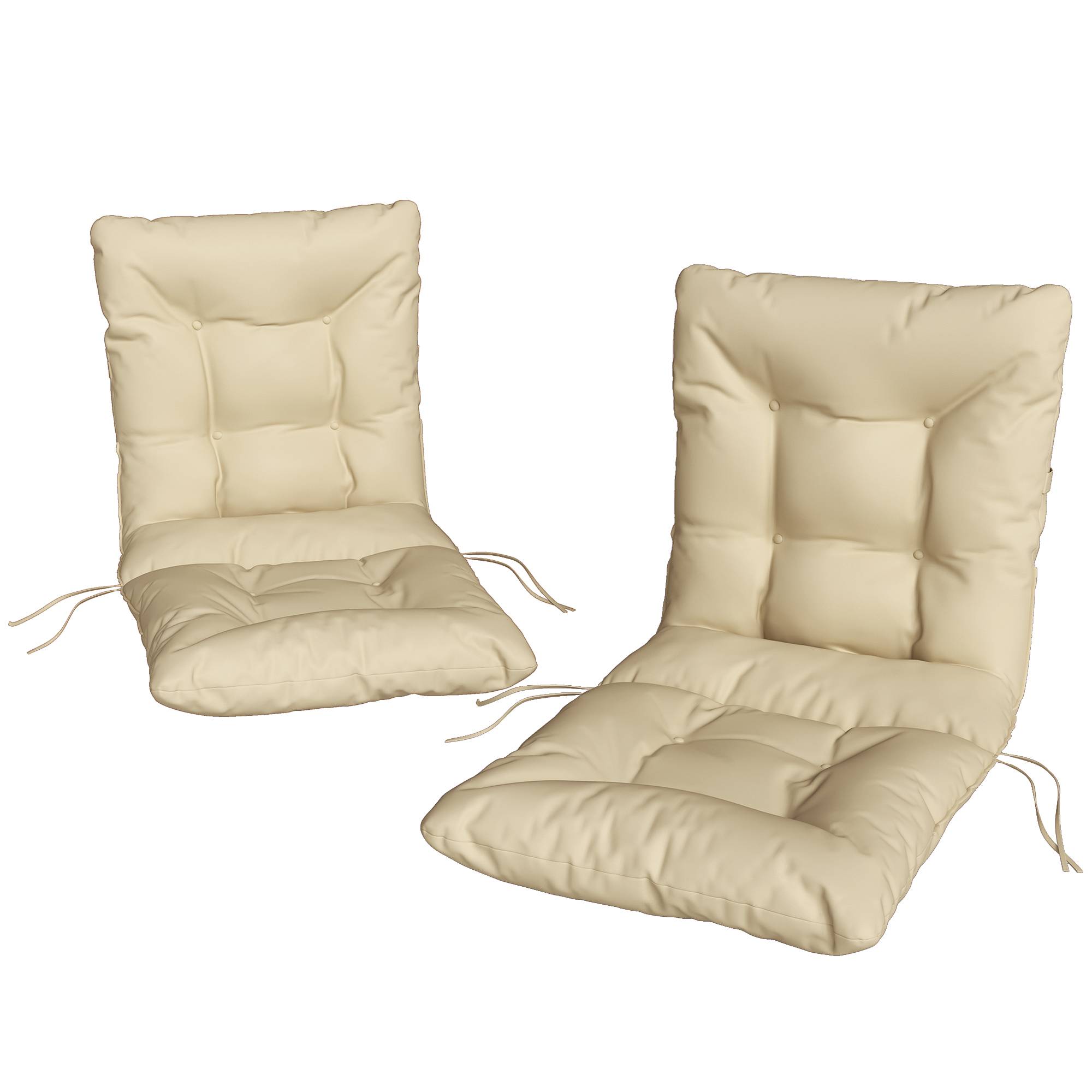 Maison Chic - Lot de 2 coussins de chaise d'extérieur, coussins de jardin avec attaches, intérieur et extérieur, 120 x 50 x 8 cm, beige - Image 1