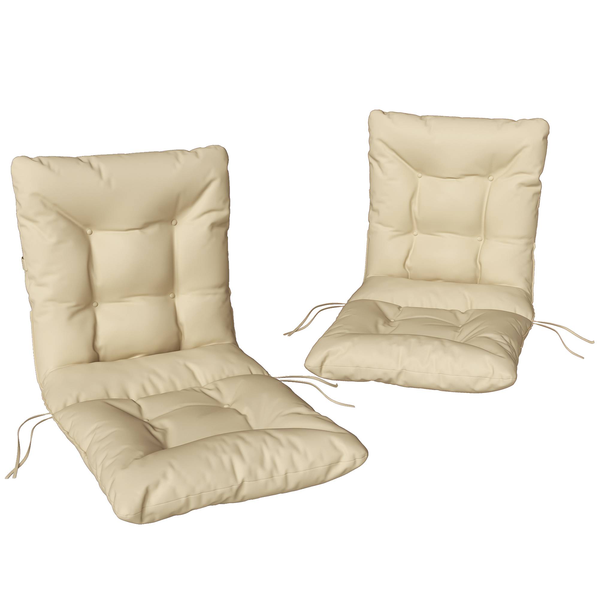 Maison Chic - Lot de 2 coussins de chaise d'extérieur, coussins de jardin avec attaches, intérieur et extérieur, 120 x 50 x 8 cm, beige - Image 3