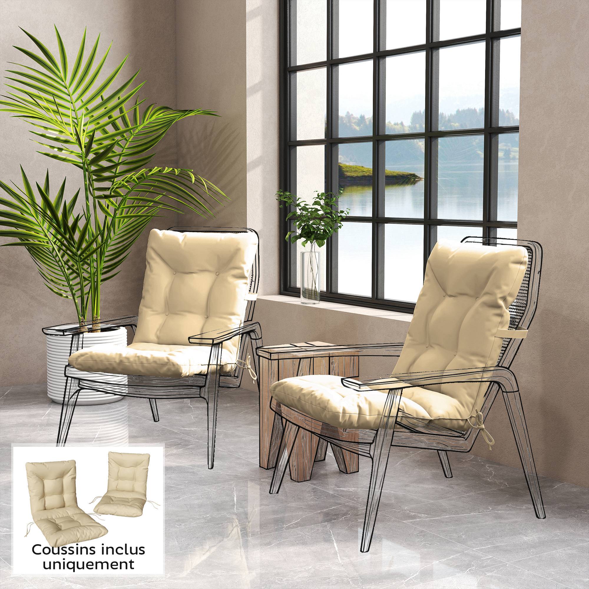 Maison Chic - Lot de 2 coussins de chaise d'extérieur, coussins de jardin avec attaches, intérieur et extérieur, 120 x 50 x 8 cm, beige - Image 4