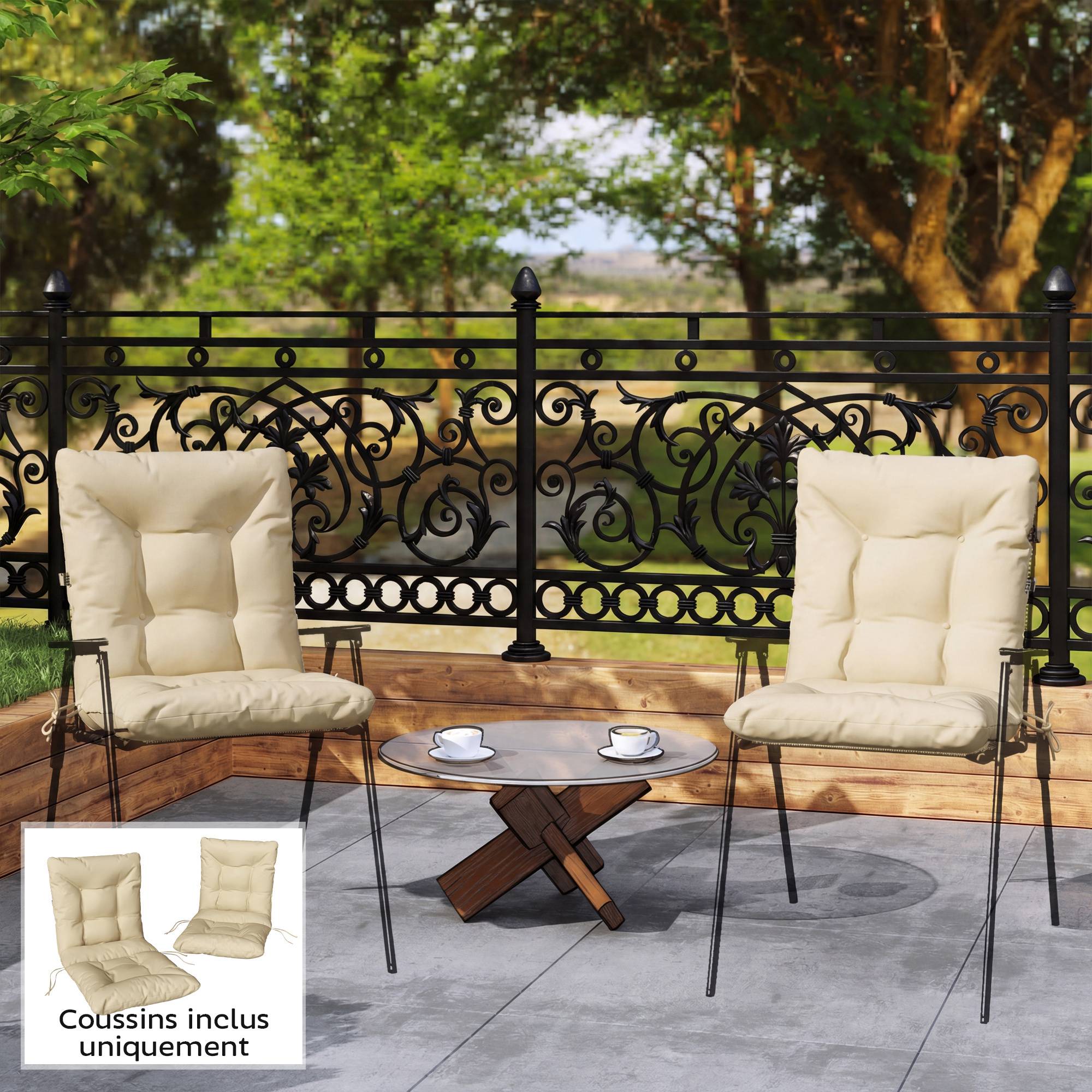 Maison Chic - Lot de 2 coussins de chaise d'extérieur, coussins de jardin avec attaches, intérieur et extérieur, 120 x 50 x 8 cm, beige - Image 2