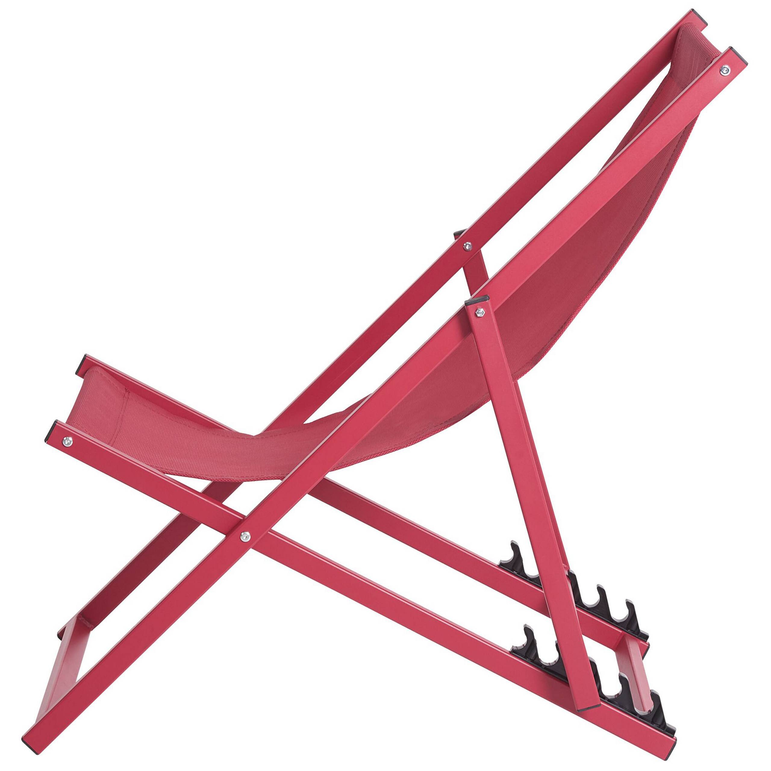 Beliani - Transat de Plage Jardin ou Terrasse Pliable en Aluminium Rouge Résistant et Durable Design Léger Intemporel et Moderne Locri Beliani - Image 4