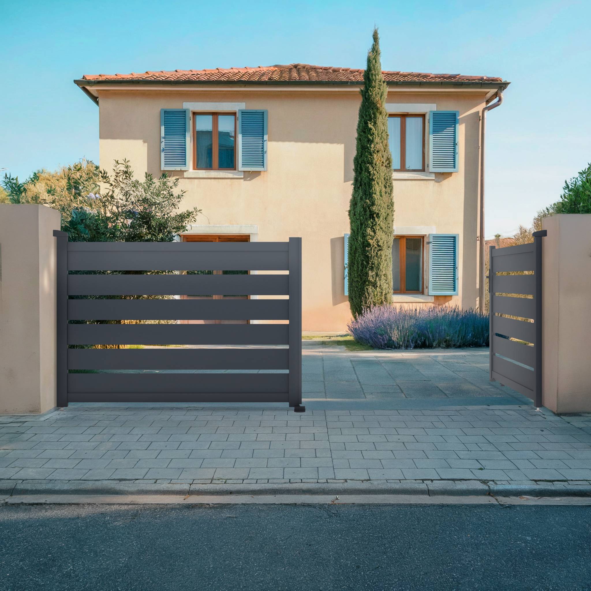 Casanoov Portail battant 3 m VOGEL H.120 cm aluminium gris - Image 3